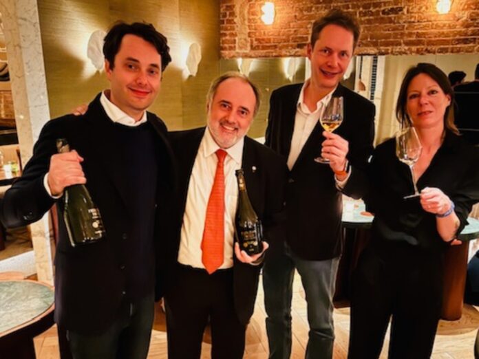 Co founders Rodolphe & Guillaume Frerejean-Taittinger with US partner & importer Jean-Francois Bonnete, President BCI.